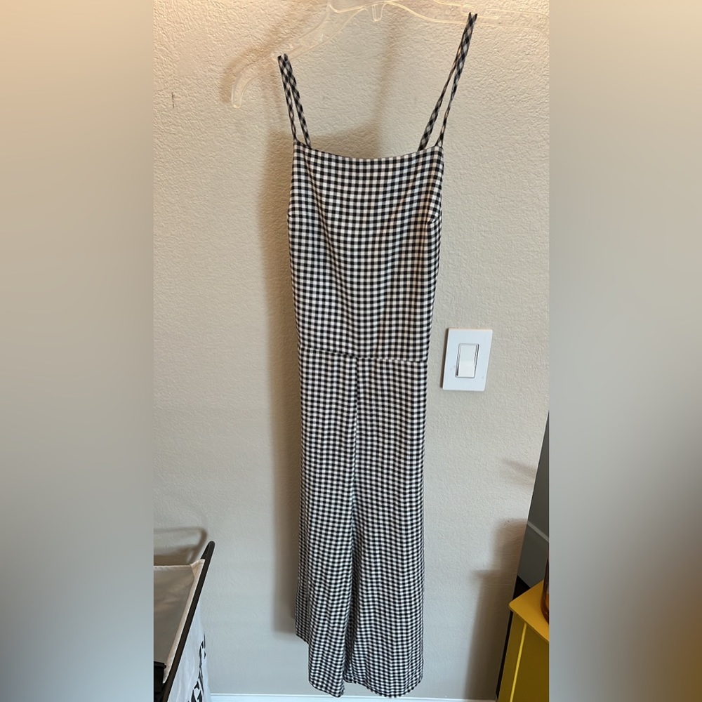 Angie capri checkered jumpsuit